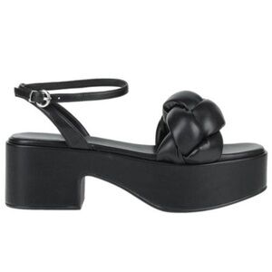 Jeffrey Campbell Black Platform Braided Ankle-Strap Sandals